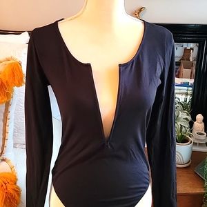by the Way. Long sleeve deep V bodysuit